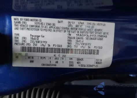 2013 Ford Focus St из США, поврежденный, VIN 1FADP3L91DL358548